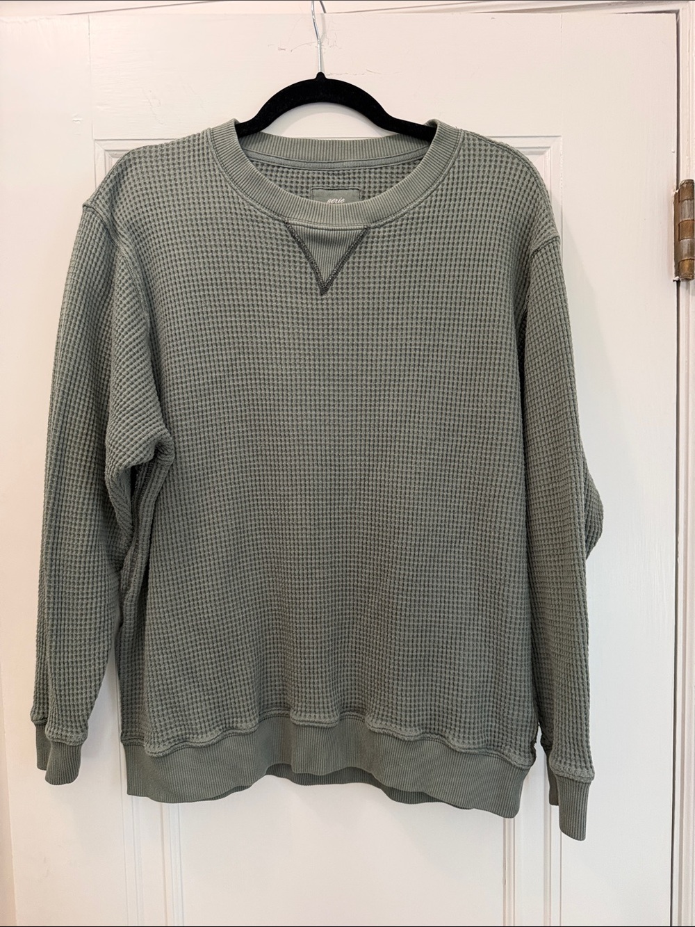 aerie Waffle-Knit Long Sleeve Top - Sage Green
